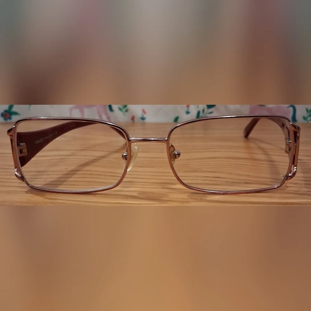 EUC Versace MOD 1142B Burgundy Marble & Silver Tone Reading Eye Glasses Frames